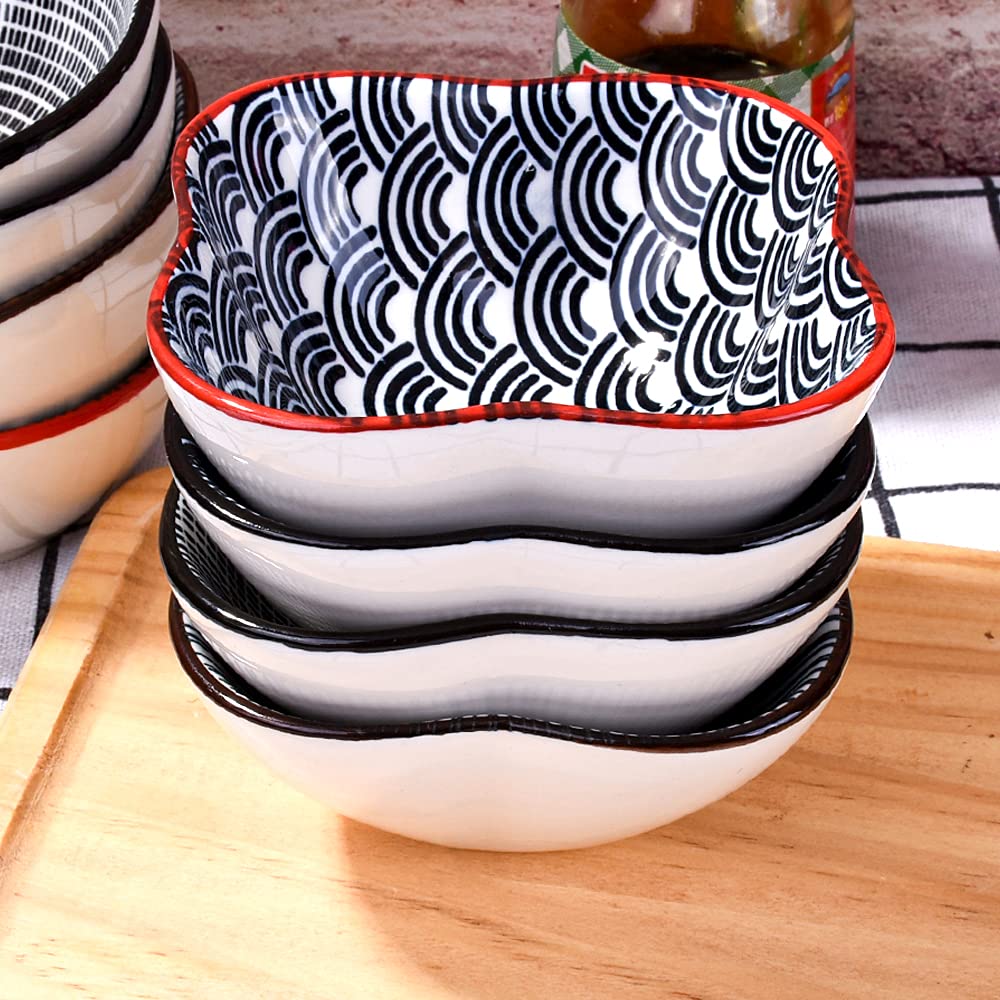 Whitenesser Dipping Bowls Set Of 4, Japanese Porcelain Soy Sauce Dish Bowl Seasoning Dishes Soy Dipping Sauce Dishes (Hx)